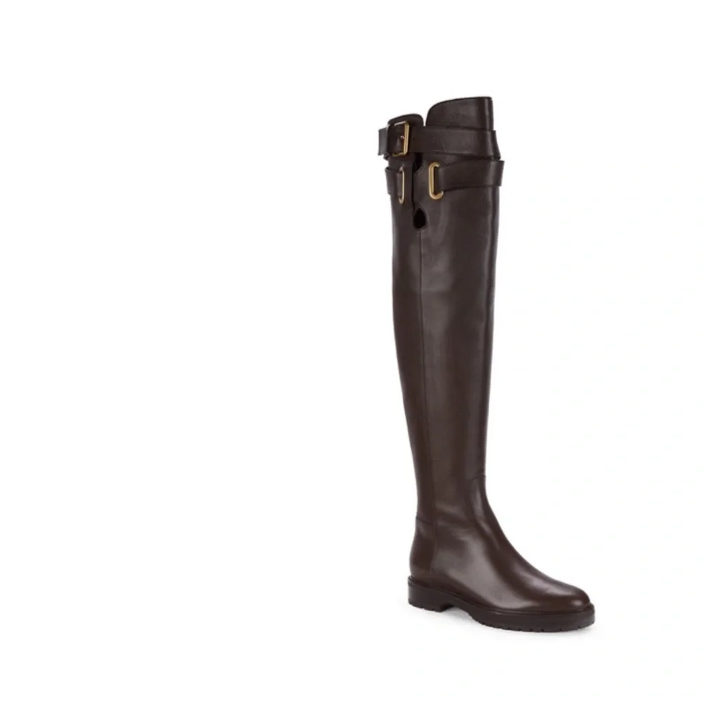 VALENTINO GARAVANI Bowrap Buckled Leather Over-the-knee Boots